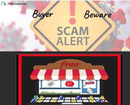 Screenshot of a warning sign saying Scam Alert. Buyer Beware