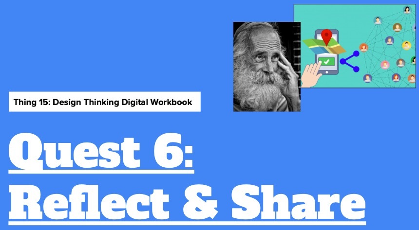 Screenshot of 15.Q6 Design Thinking Digital Workbook slide for Quest 6 Reflect and Share